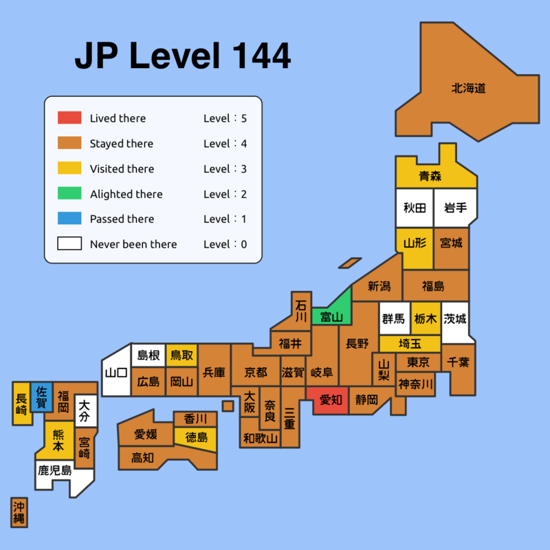 経験値日本国内行ったところ