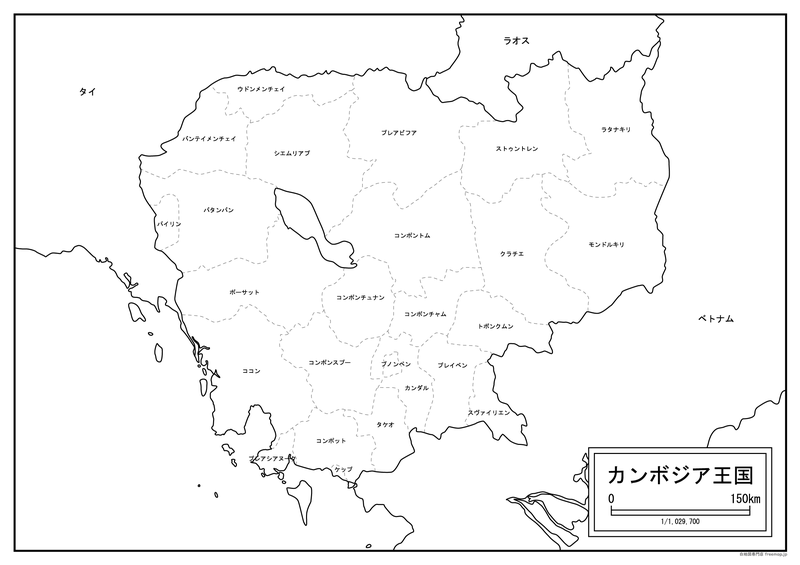 カンボジアのシェムリアップ地図