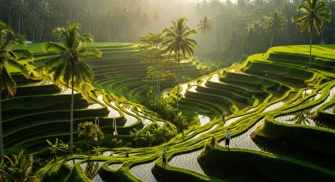 バリ島観光のハイライト地図と人気スポットのイラスト