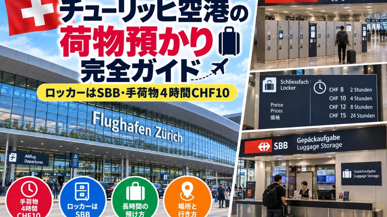 チューリッヒ空港の荷物預かり完全ガイド｜ロッカーはSBB・手荷物4時間CHF10