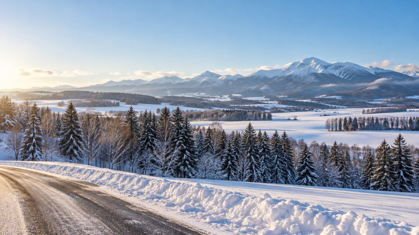 雪の季節の北海道旅行をイメージした風景
