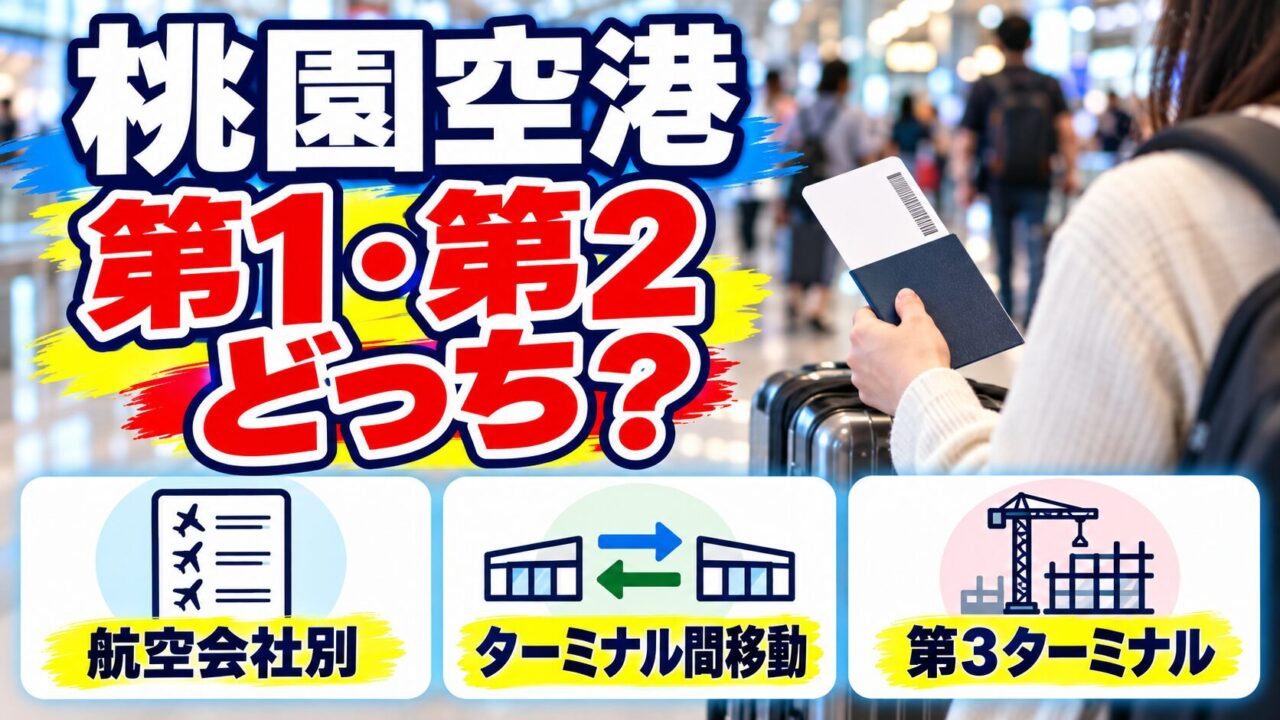 桃園空港は第1・第2ターミナルのどっち?航空会社別ターミナル、ターミナル間移動、第3ターミナルを案内